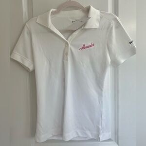 COPY - NWT Nike x Mercedes Benz White Golf Shirt with Pink Embroidery